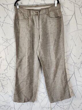 Brax Beige 100% Linen Farina Wide Leg Trousers